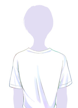 Tシャツの男性　半袖　白色　上半身　身体だけシルエット