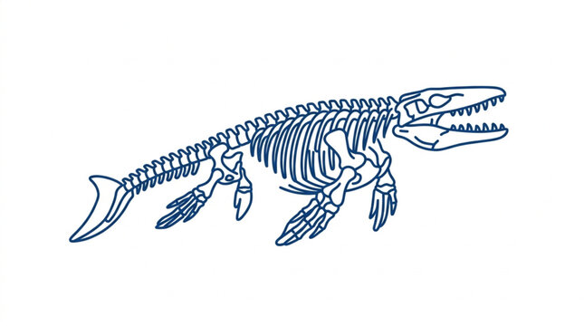 Ancient marine reptile skeleton illustration.