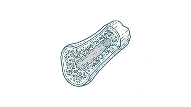 Cross section of a long bone showing internal structure.