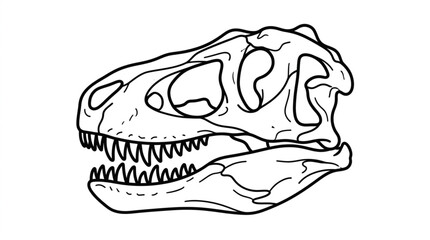 Detailed Illustration of a Dinosaur Skull Skeleton. © Sak