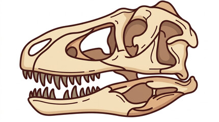 Detailed Illustration of a Dinosaur Skull with Sharp Teeth. © Sak