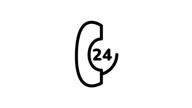 A white phone receiver icon with the number 24 inside, symbolizing a round-the-clock customer support or helpline service availability