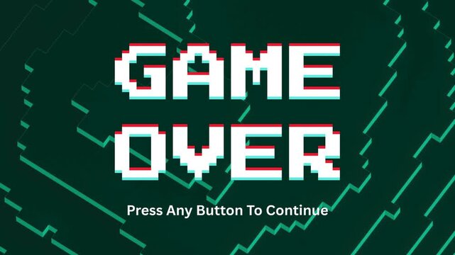 Game Over Screen With Glitch Effect and Text Prompt