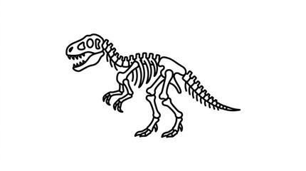 Dinosaur skeleton illustration on white background. © Sak