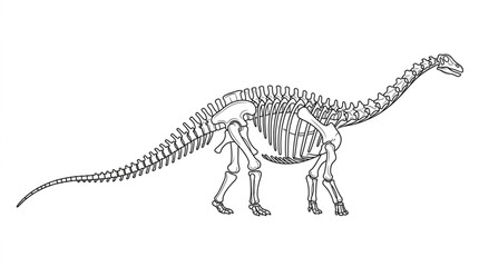 Dinosaur skeleton illustration scientific drawing. © Sak