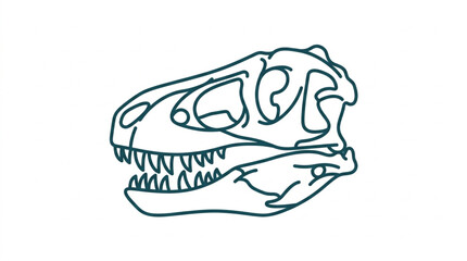 Dinosaur Skull Illustration Line Art White Background. © Sak