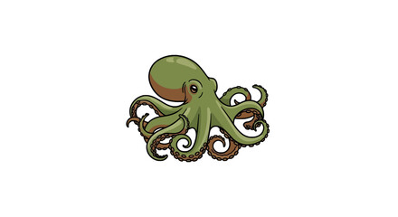Giant octopus head and curling tentacles border © fahri