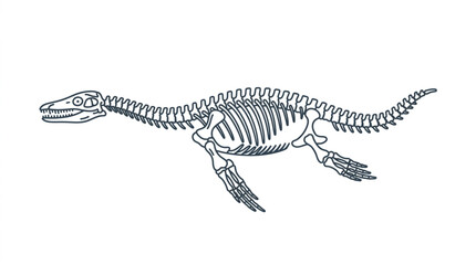 Plesiosaur Skeleton Illustration Ancient Marine Reptile Fossil. © Sak