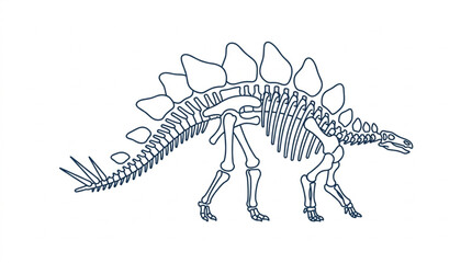 Stegosaurus Dinosaur Skeleton Illustration Artistic Drawing. © Sak