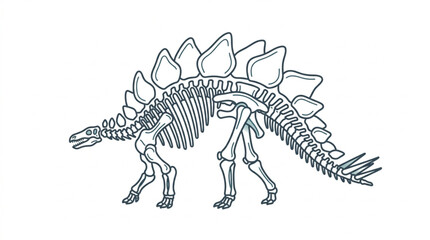 Stegosaurus Dinosaur Skeleton Illustration Line Art. © Sak