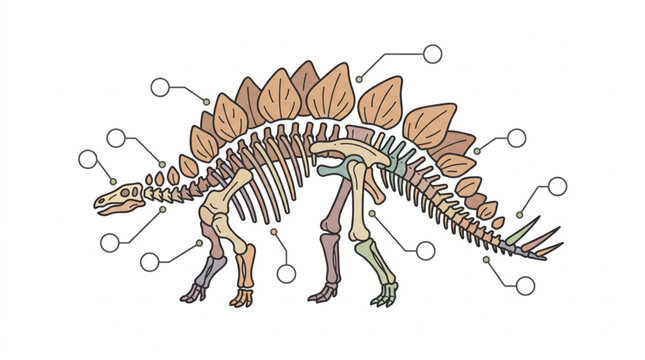 Stegosaurus Skeleton Anatomy Diagram with Labels.