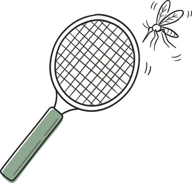 Electric Mosquito Bat Swatter with Net Grid Mesh and Flying Insect Insecticide Bug Zapper for Pest Control Concept Vector Illustration