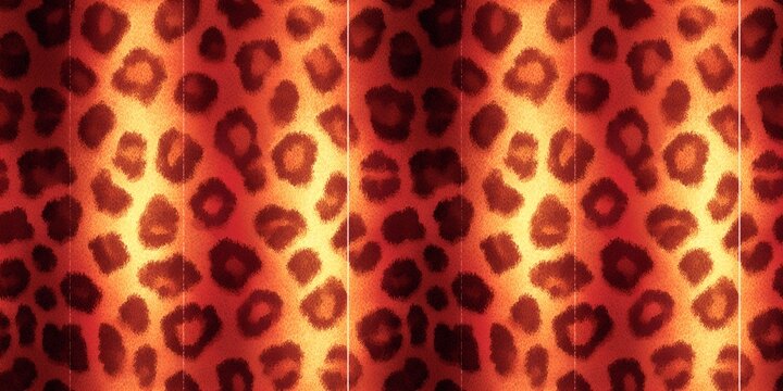 Vibrant orange red leopard print texture, seamless animal pattern with warm gradient, faux fur effect with dark spots, fashion textile design, wallpaper, abstract background