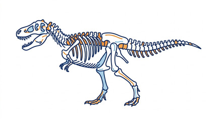 Tyrannosaurus Rex Dinosaur Skeleton Illustration. © Supoyo