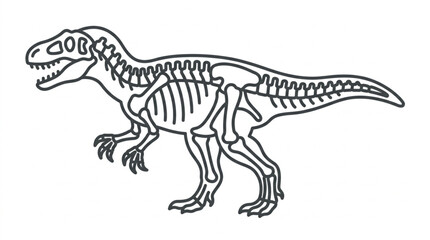 Tyrannosaurus Rex Dinosaur Skeleton Illustration Outline. © Supoyo