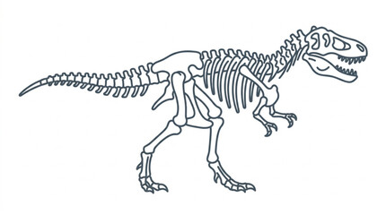 Tyrannosaurus Rex Dinosaur Skeleton Outline Drawing. © Supoyo