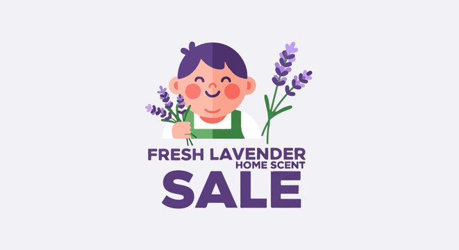 Children with lavender flowers in halftone dot pattern