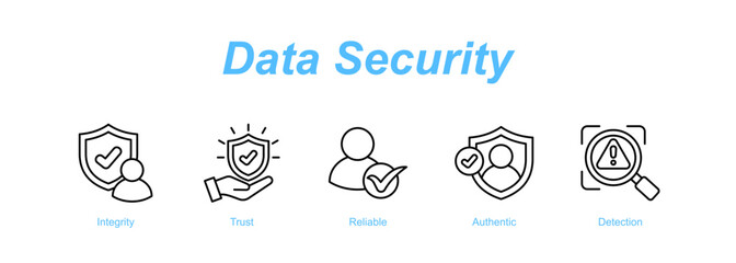 Fototapeta premium Data Security web banner icon concept for with icon of Integrity, Trust, Reliable, Authentic, Detection.