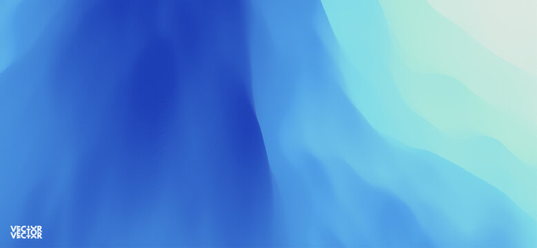 Blue abstract background. Water surface. Sky with clouds. Landscape with mountains. Vector illustration for design.