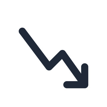 Loss arrow down line icon, decrease decline finance recession outline symbol