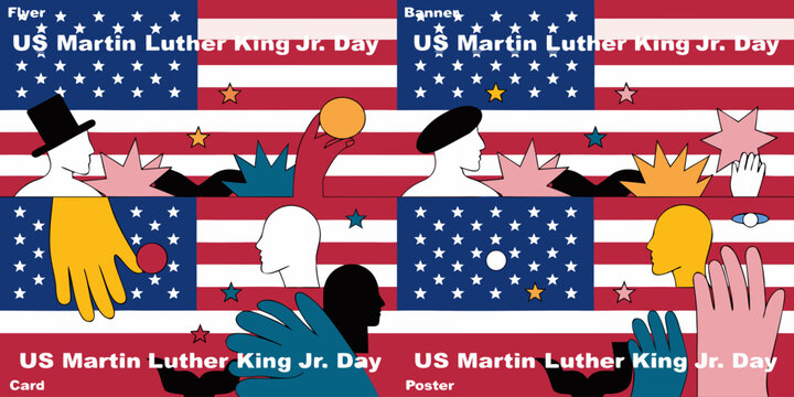 USA, US, U.S - Us martin luther king jr day social justice abstract stylized illustration collection with illustration abstract equality diversity american celebration activism community