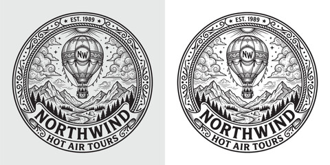 Fototapeta premium Northwind Hot Air Tours Mountain Adventure Logo