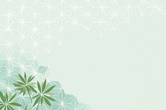 Pale green background with traditional Japanese hemp leaf pattern