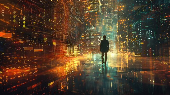 Futuristic Data Tunnel Animation With High Speed Digital Particles