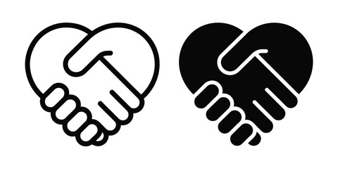 Obraz premium Heart Shaped Handshake Symbol for Unity, Partnership, Trust, and Business Collaboration Vector Design Illustration