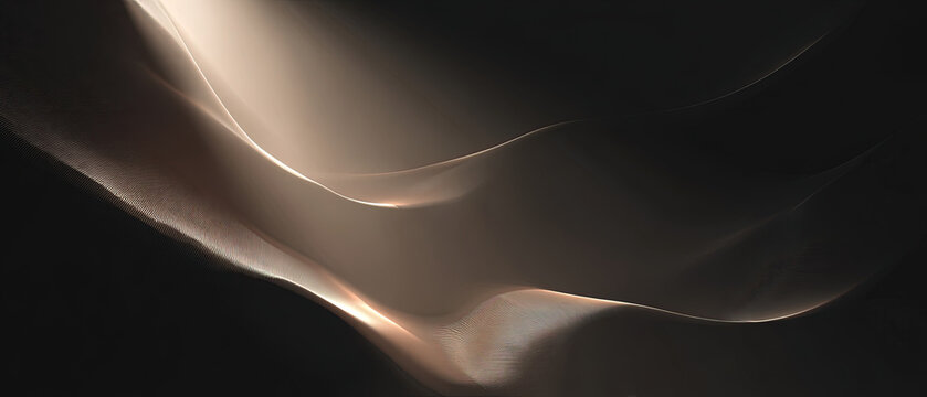 Elegant flowing abstract shapes with soft golden light and shadow, creating a modern and luxurious background ideal for design or branding.