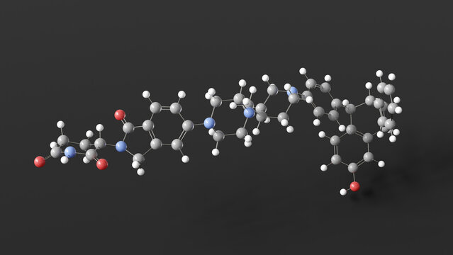vepdegestrant molecule 3d, molecular structure, ball and stick model, structural chemical formula antineoplastic drug