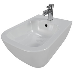 Fototapeta premium Bidet with faucet isolated transparent background photo realistic 3d rendering PNG 16 bit with alpha channel 