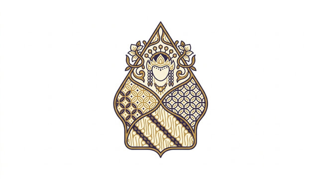 Traditional Indonesian Batik Pattern with Puppet Figure.