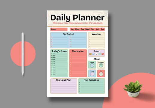 Creative Daily Planner Design Template Layout
