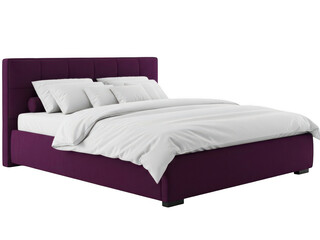 Fototapeta premium Modern purple upholstered bed with pillows