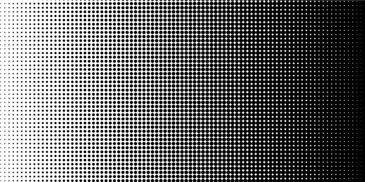 Dotted halftone gradient texture. Vanishing polka dot background. Repeating dots gradation pattern background. Black fading comic pop art overlay backdrop. Raster effect wallpaper. Eps10