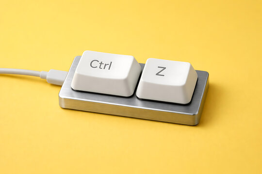 "Ctrl Z undo button shortcut background realistic photography yellow technology banner"