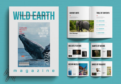 Wildlife Nature Magazine Design Template