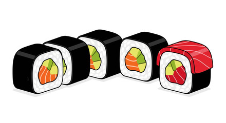 Fresh sushi rolls with salmon and avocado © gambar