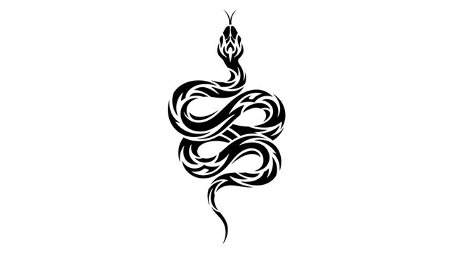 Tribal snake tattoo design isolated on white background