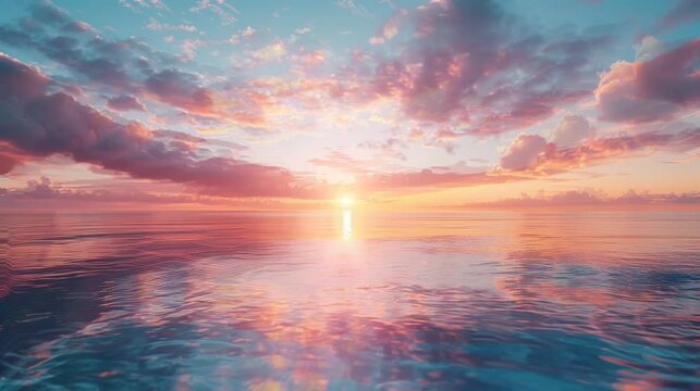 Relaxing Tropical Evening Seascape Motion Graphic With Colorful Sky