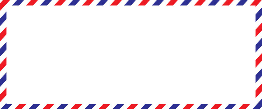Light grey rectangle framed by a classic red and blue striped border, reminiscent of old airmail envelopes and postal communication.