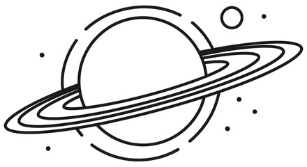 Simple line drawing of saturn and smaller celestial bodies © JOHIRUL_STUDIO