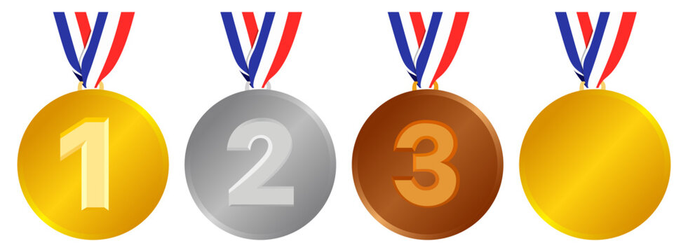 Medal emoji set, vector illustration isolated on transparent background.