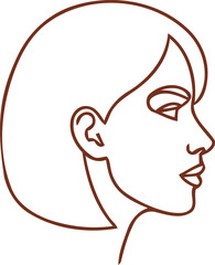 Continuous line art of woman profile portrait, minimalist female face vector illustration. © Adeel