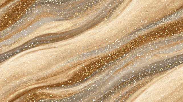 Champagne gold glitter fluid waves abstract luxury background seamless pattern