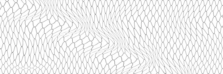 Fishing or soccer net. Repeated hexagon pattern. Black wired mesh texture isolated on white background. Metallic or fabric fence, cage or lattice structure. Vector graphic Illustration. © anwar