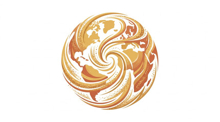 Abstract globe with swirling patterns and earth continents. © Brodin