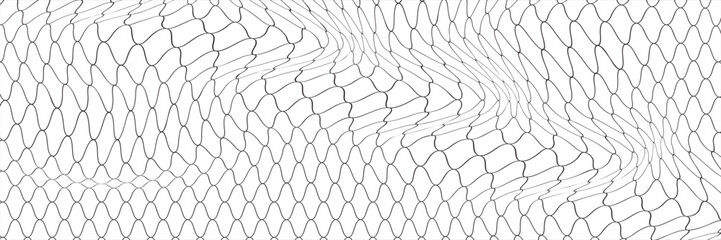 Fishing or soccer net. Repeated hexagon pattern. Black wired mesh texture isolated on white background. Metallic or fabric fence, cage or lattice structure. Vector graphic Illustration. © anwar