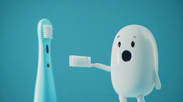 Toothbrush and tooth character illustration